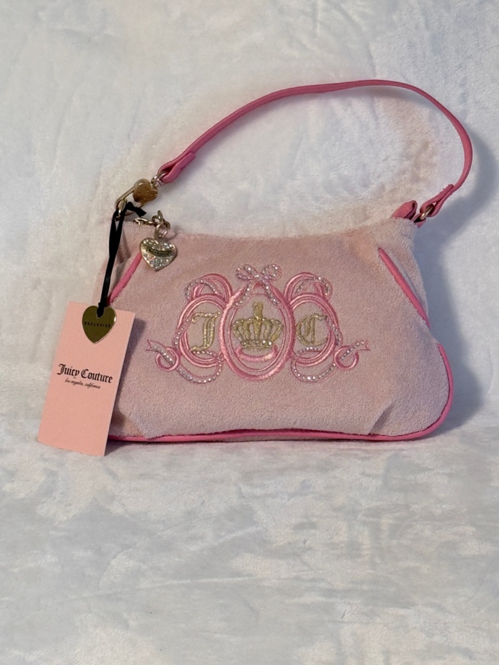 Juicy Couture Pink Diamond Pink Lemonade Shoulder Bag Wristlet with Gold Charm